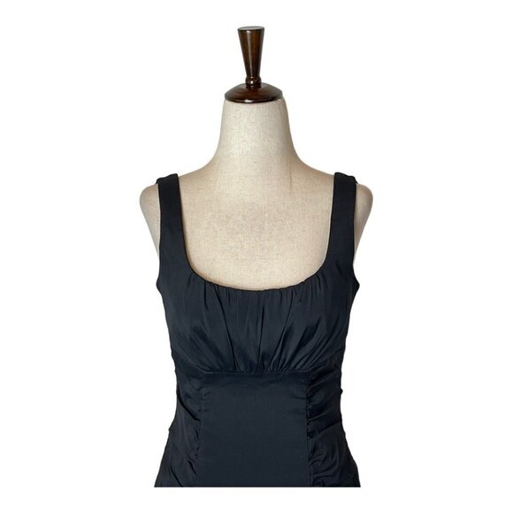 Betsy & Adam Black Sleeveless Square Neck Ruched Waist Ruffled Hem Dress 6 - Picture 4 of 10